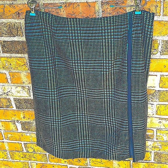 Worth Wool Suit Plaid With Blue Velvet Trim. Straight Skirt Woman’s Size 16 - Picture 7 of 16